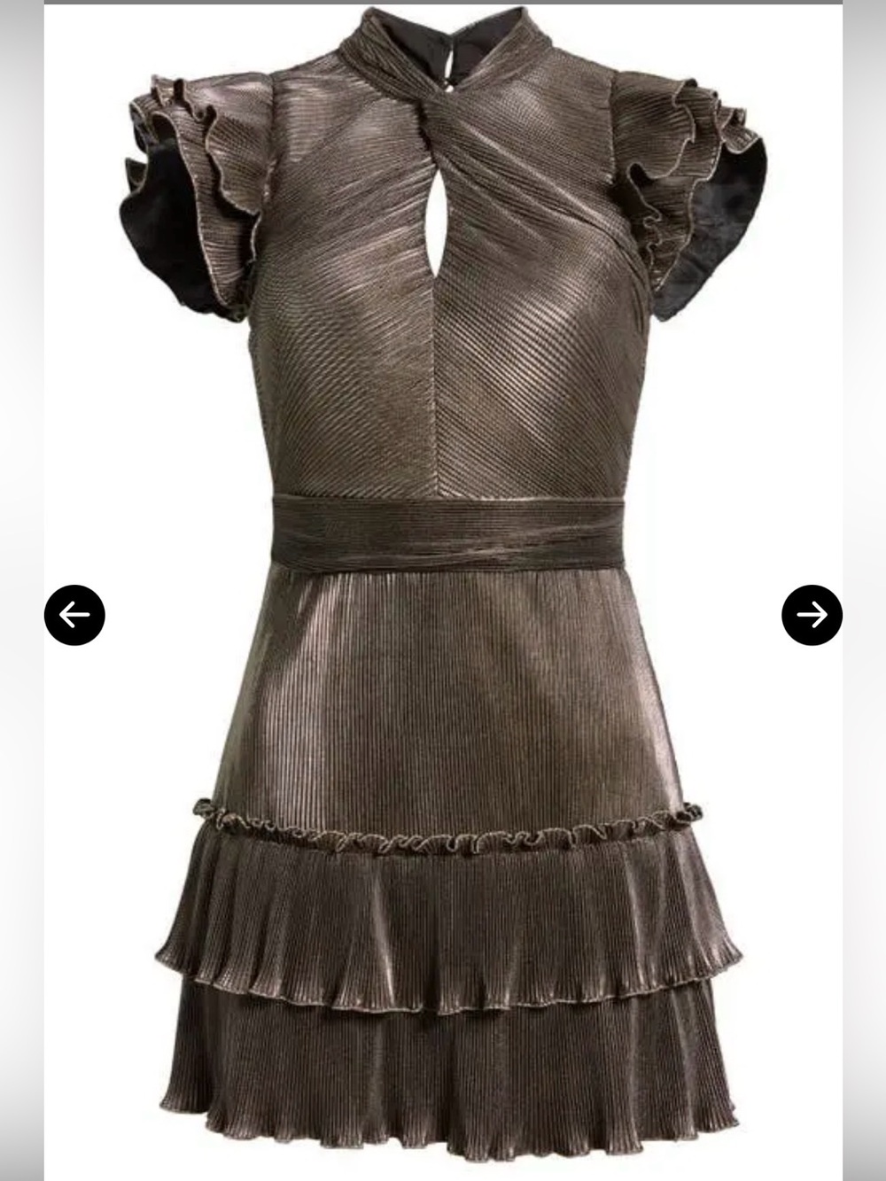 SAYLOR Metallic Bronze Ruffle-Trim Mini Dress